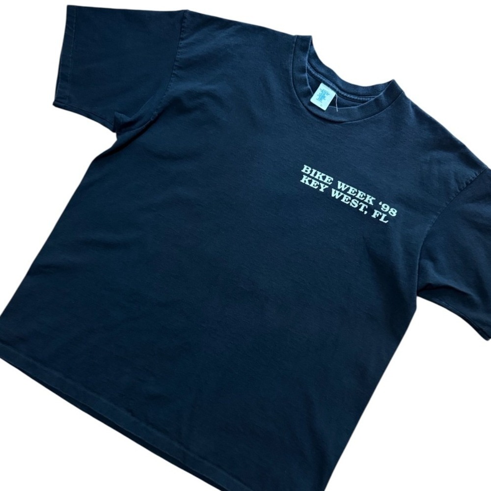 Vintage 90s Key West Bike Week Eagle Chopper Motorcycle Glitter Graphic T-shirt - Picture 4 of 8